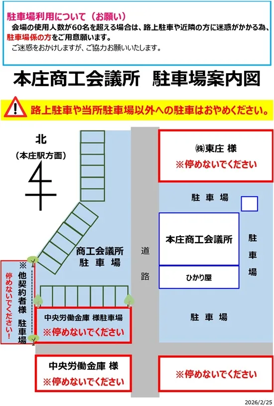 本庄商工会議所 駐車場案内図
